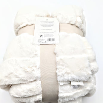 55"x80" Faux Fur Ribbed Bed Throw White - Threshold™