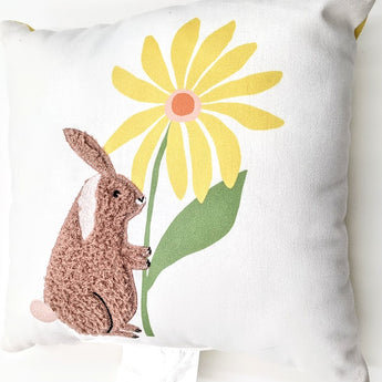 Room Essentials Easter Bunny & Yellow Flower Throw Pillow, Accent Cushion