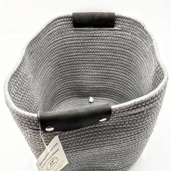 13" Decorative Coiled Rope Basket Gray - Brightroom