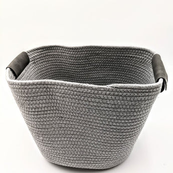 13" Decorative Coiled Rope Basket Gray - Brightroom