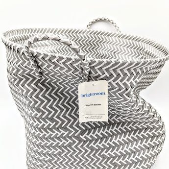 Large Round Woven Plastic Storage Basket White/Gray - Brightroom™