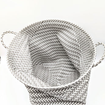 Large Round Woven Plastic Storage Basket White/Gray - Brightroom™