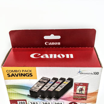 Canon CLI-281 Black, Cyan, Magenta and Yellow 4 Ink Pack, Compatible to TR8520, TR8620 Series, TS9120, and TS6210 Printers