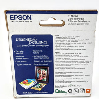 EPSON 126 DURABrite Ultra Ink Black & Color Combo Pack For WF-3520, WF-3530, WF-3540, WF-520, WF-545, WF-630, WF-633, WF-635, WF-645, WF-7010, WF-7510, WF-7520, WF-840, WF-845