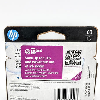 HP 63 Black Ink Cartridge | Works with HP DeskJet 1112, 2130, 3630 Series; HP ENVY 4510, 4520 Series; HP OfficeJet 3830, 4650, 5200 Series