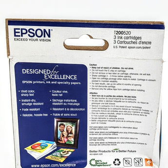 EPSON 200 DURABrite Ultra Ink Standard Capacity Color Combo Pack (T200520-S) Works with WorkForce WF-2520, WF-2530, WF-2540, Expression XP-200, XP-300, XP-310, XP-400, XP-410