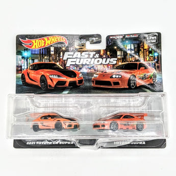 Hot Wheels Premium Car Culture 2 Pack Fast & Furious 2021 Toyota GR Supra / Toyota Supra