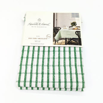 Hearth & Hand - Green Checkered Rectangular Tablecloth Water Resistance Antiwrinkle