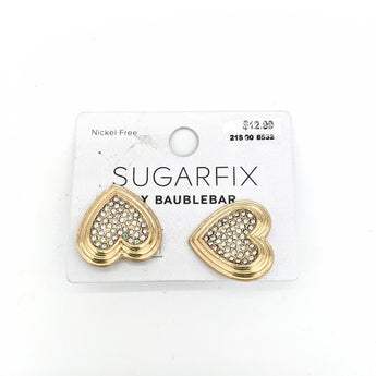 Sugarfix Baublebar gold hearts with Diamond gems earrings