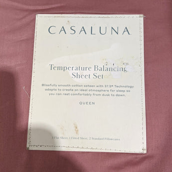 Queen 300 Thread Count Temperature Regulating Solid Sheet Set Rose - Casaluna™: Cooling Cotton-Polyester Blend, Satin