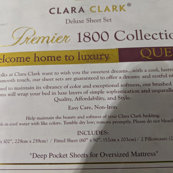 Clara Clark Deluxe Queen Sheet Set (Grey)